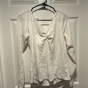 White V-Neck Women's Top